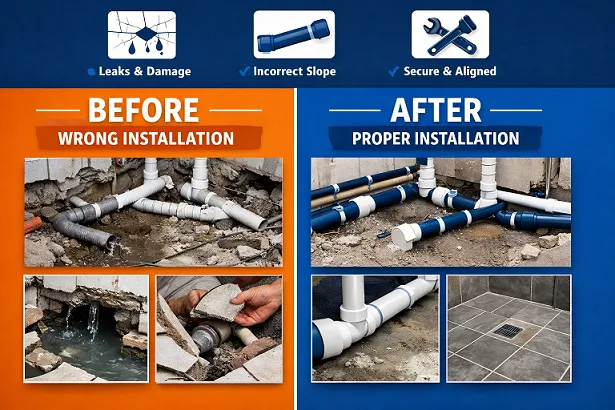 تأسيس سباكة الحمام بالصور – نماذج تنفيذ قبل وبعد